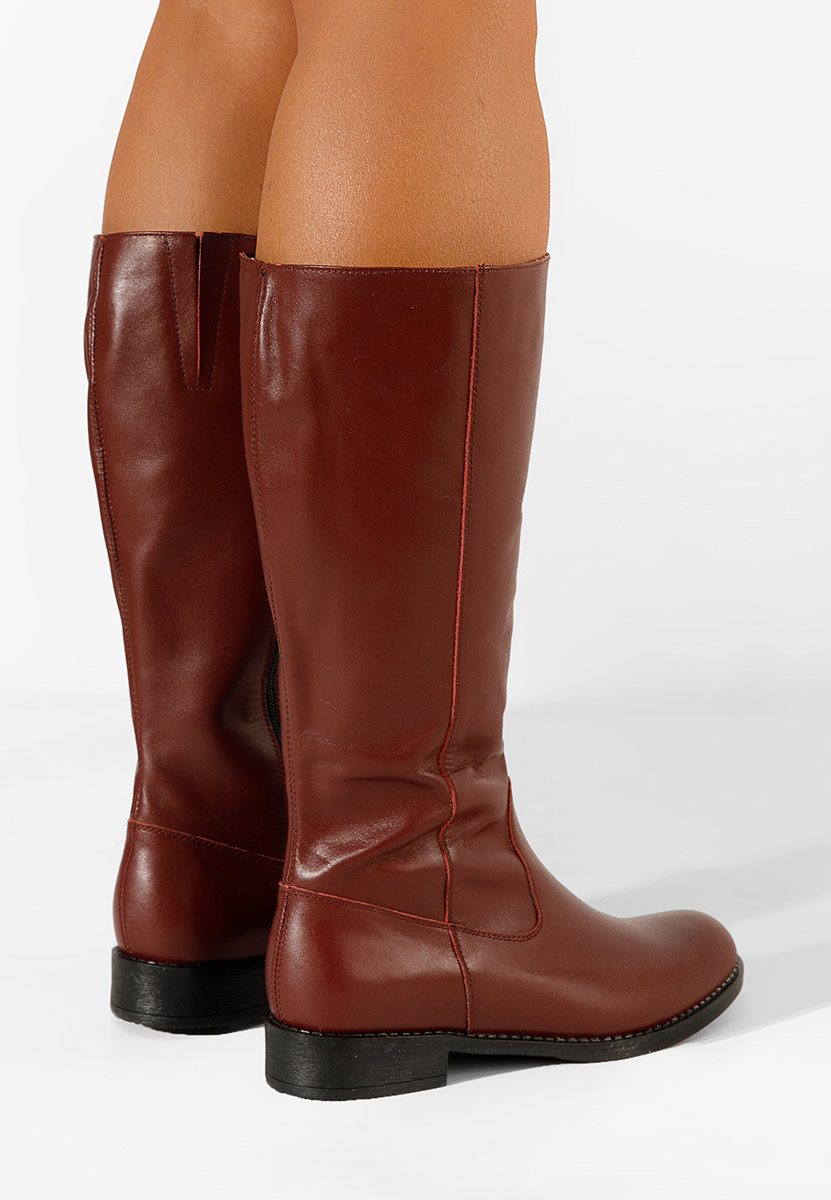 Bottes femme en cuir bordeaux Bordo Ipora