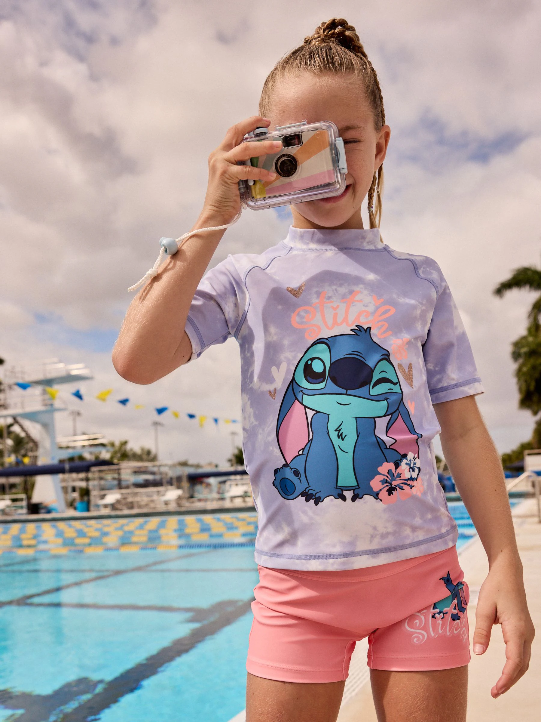 Lilo & Stitch - Paars - Zonbeschermende set van surfhemd (3 - 16 jr)