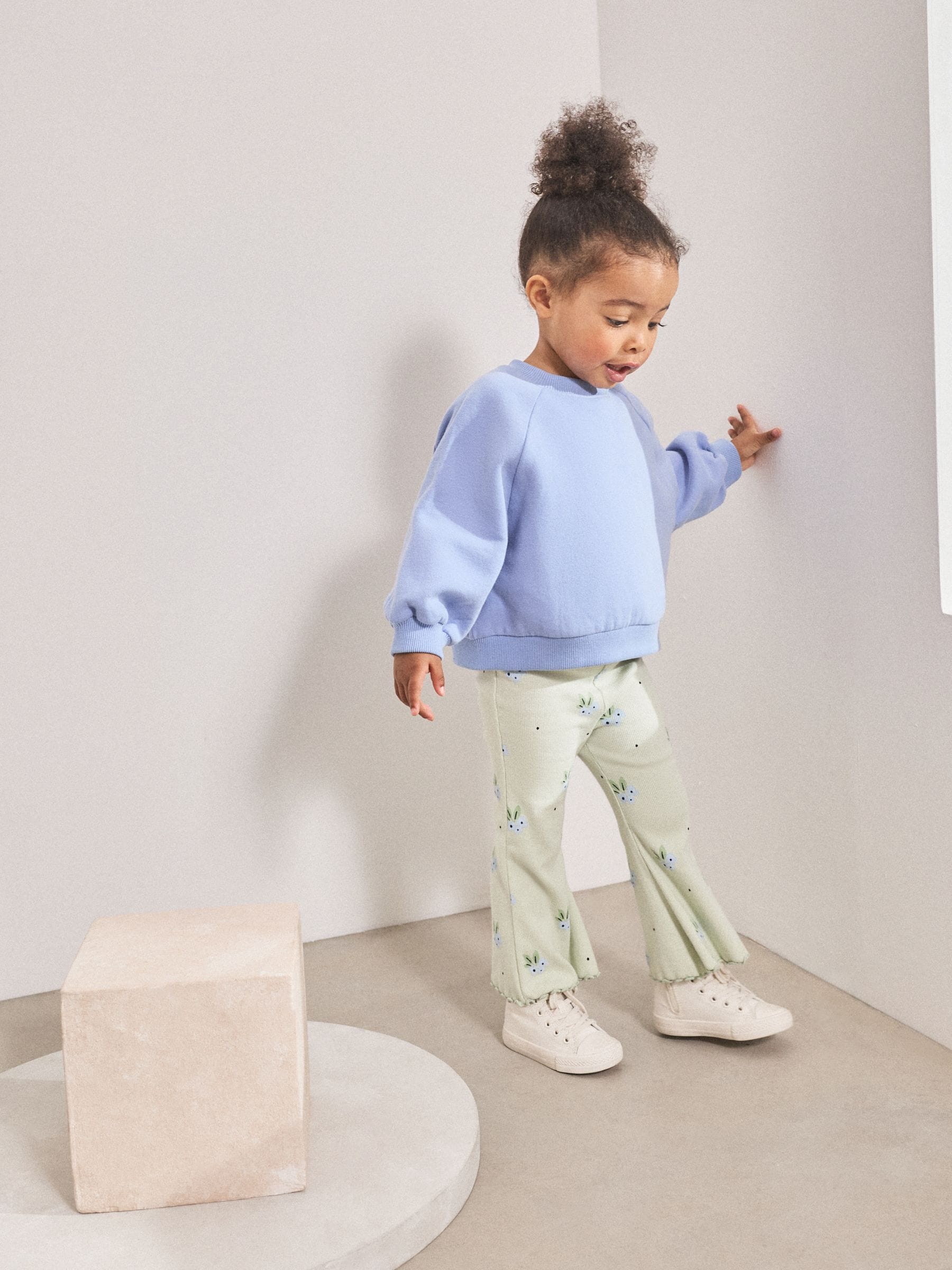 Mintgroen Blauwe bosbes - Geribbelde flare legging (3 mnd-7 jr)