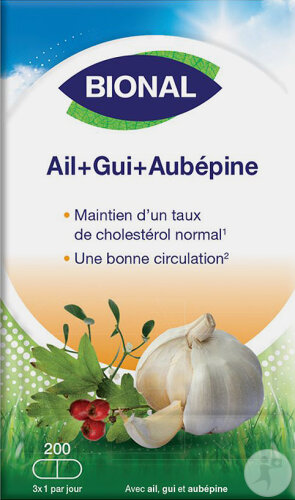 Bional Ail + Gui + Aubépine Circulation Sanguine Et Immunité Avec Vitamine E 200 Capsules