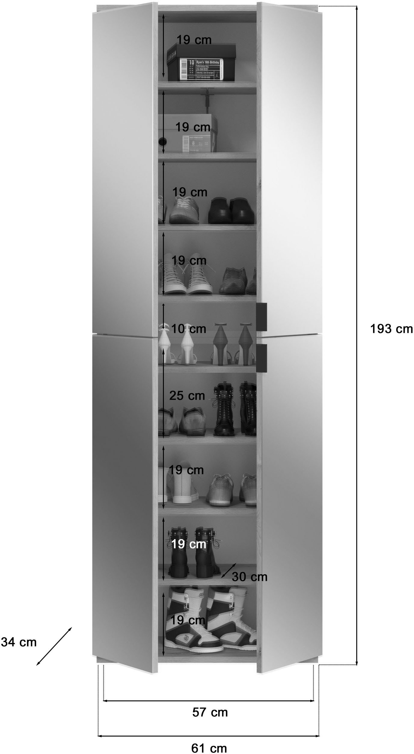 INOSIGN Garderoben-Set »Trondheim, Breite 213 cm, 6-teilig, bestehend aus:« Set, 5 Stk. tlg.