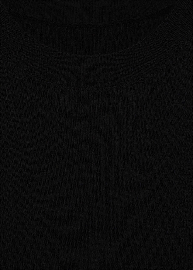 MANGO Ribbed knit top Black