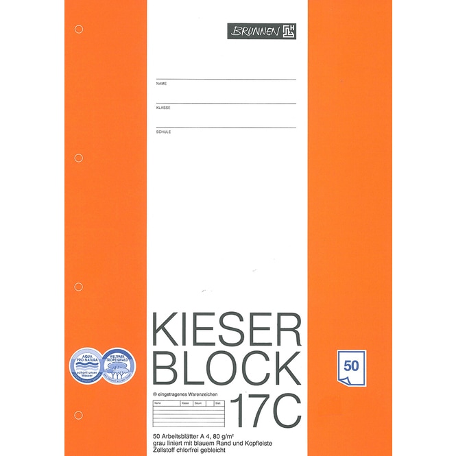Kieserblock 17 C - Lineatur 21 - A4 - Liniert - 4. Klasse