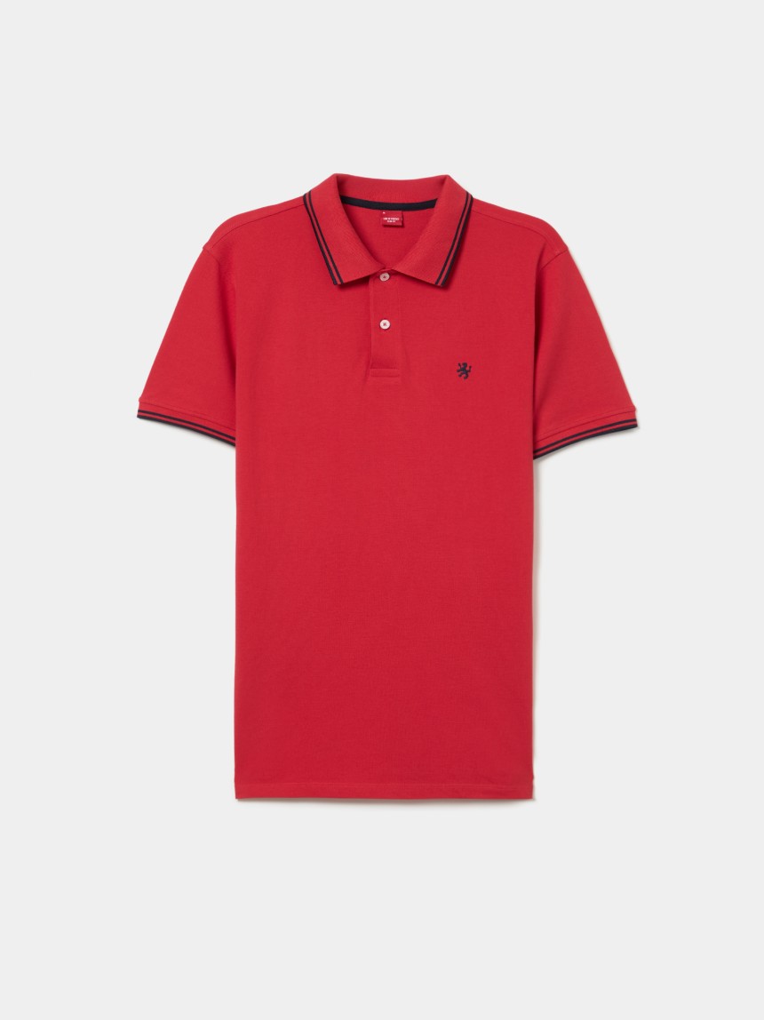 Polo piqué slim fit com riscas