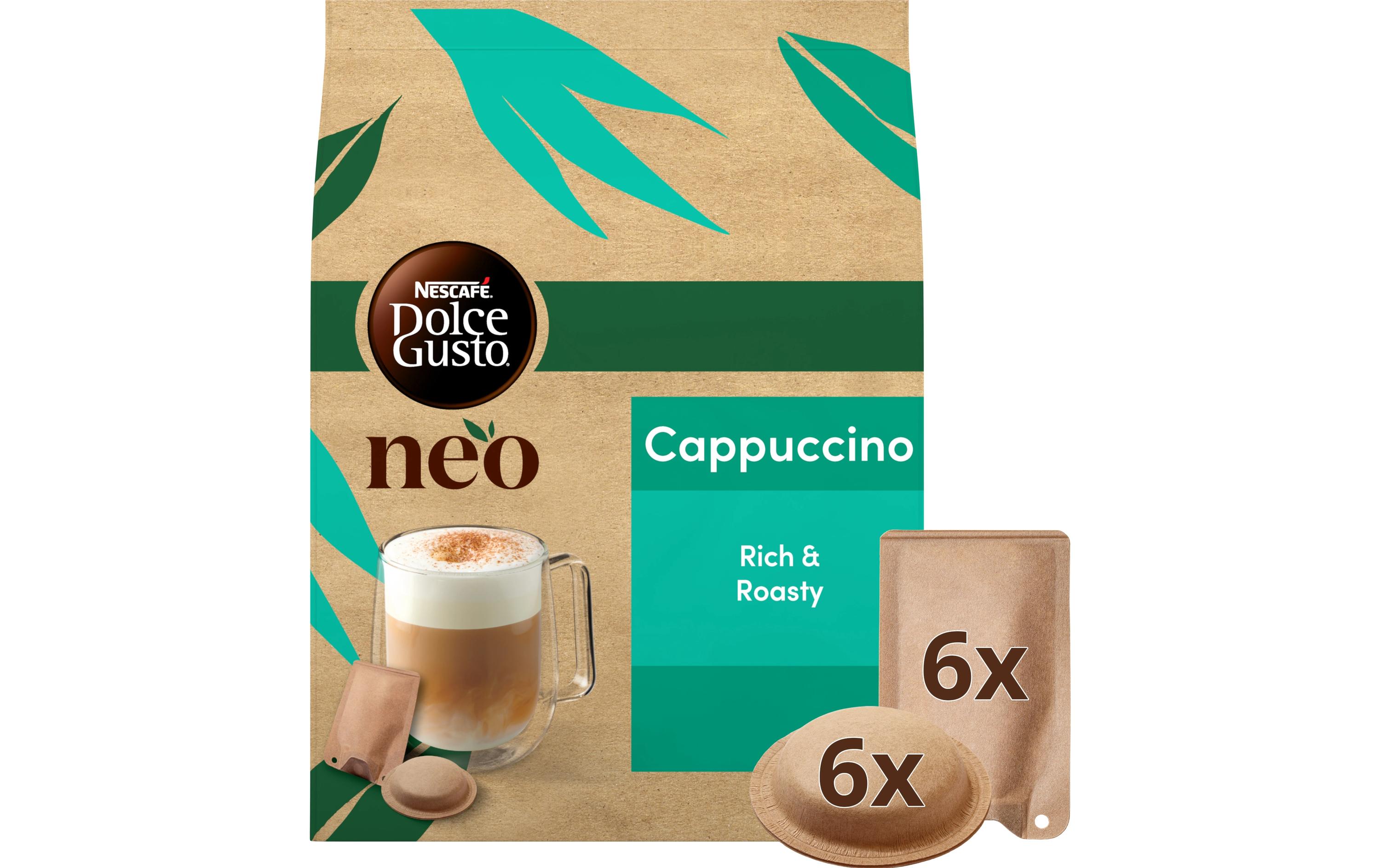 Pods und Sachets Cappuccino 6 PortionenPods und Sachets für die Nescafé Dolce Gusto NEO Kaffeemaschine von Delonghi