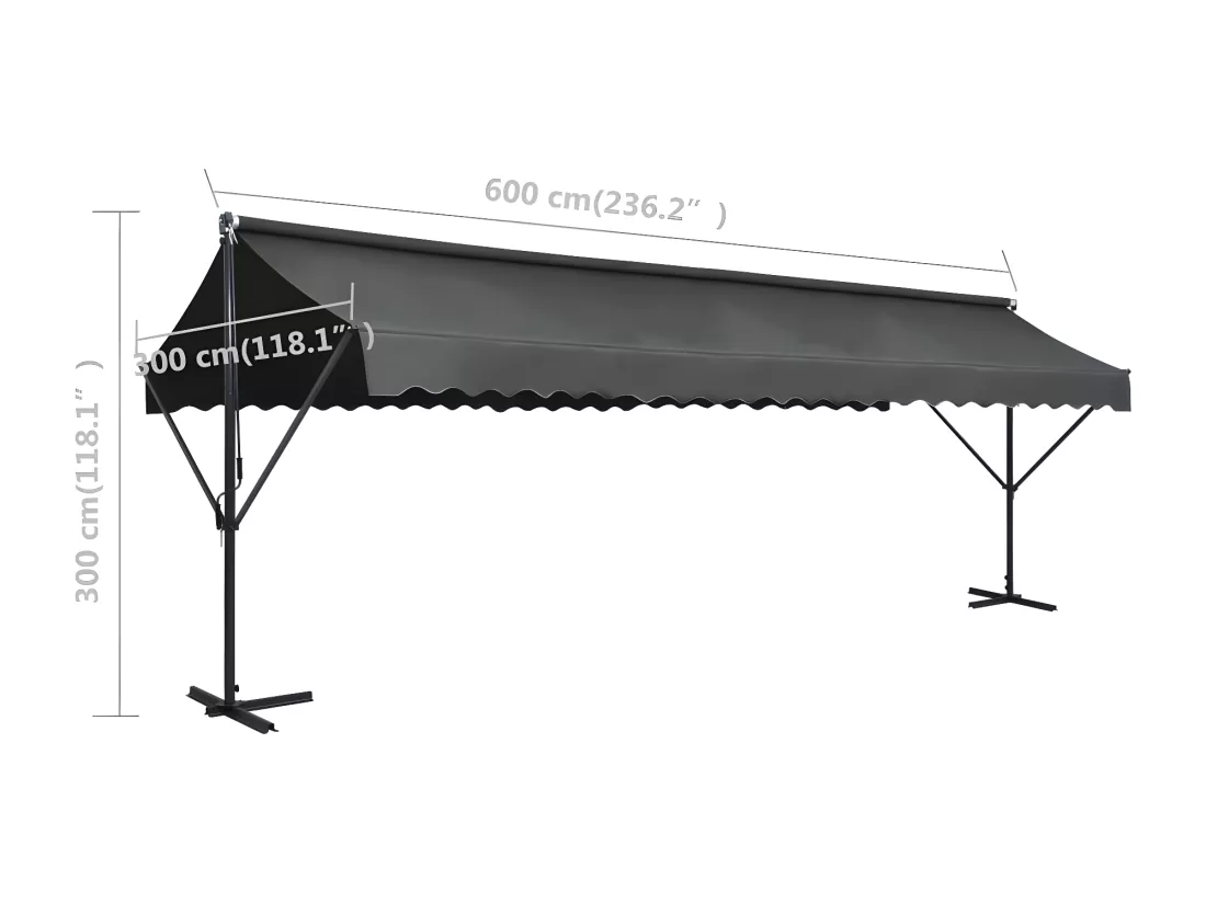 Auvent sur pied 600 x 300 cm Anthracite
