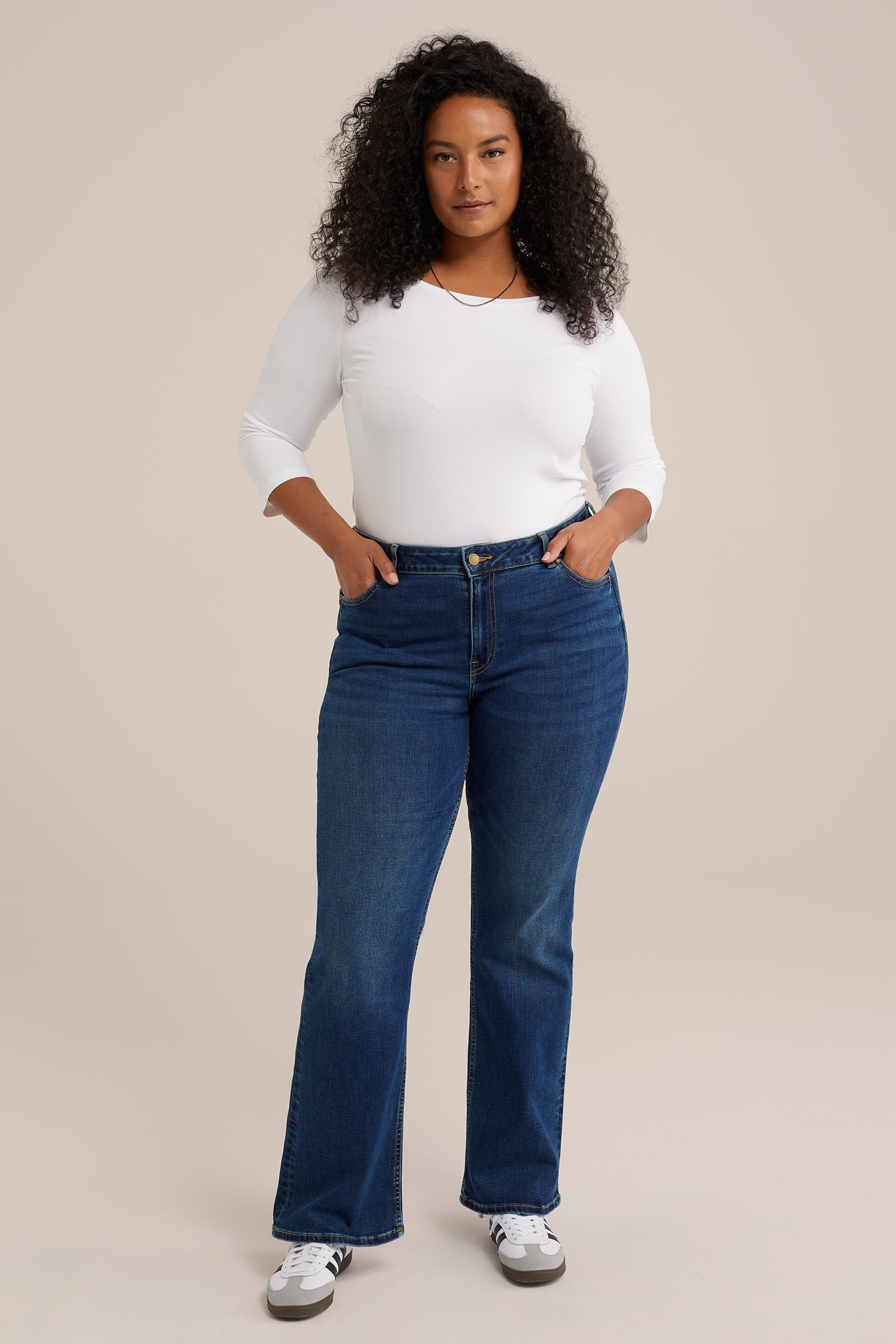mid rise bootcut jeans met superstretch - Curve Blue Ridge Donkerblauw