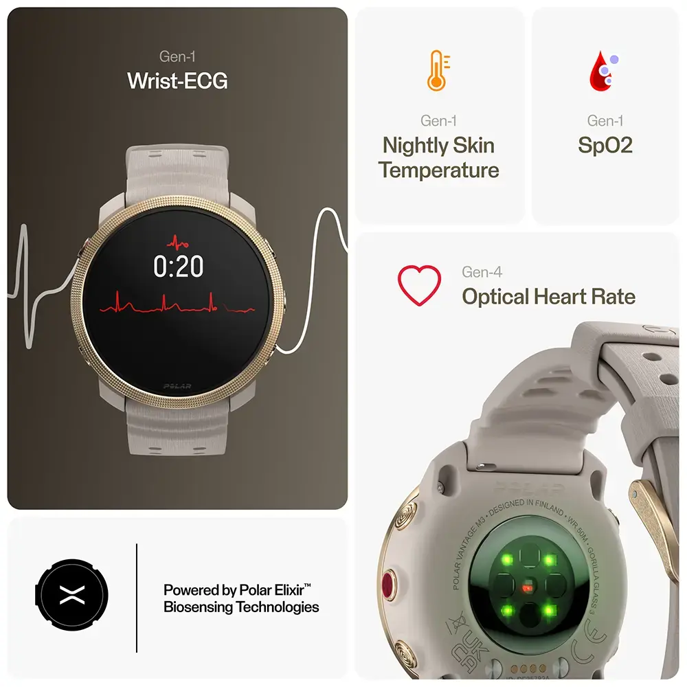 Polar Vantage M3 Sporthorloge Grijs/Goud S-L