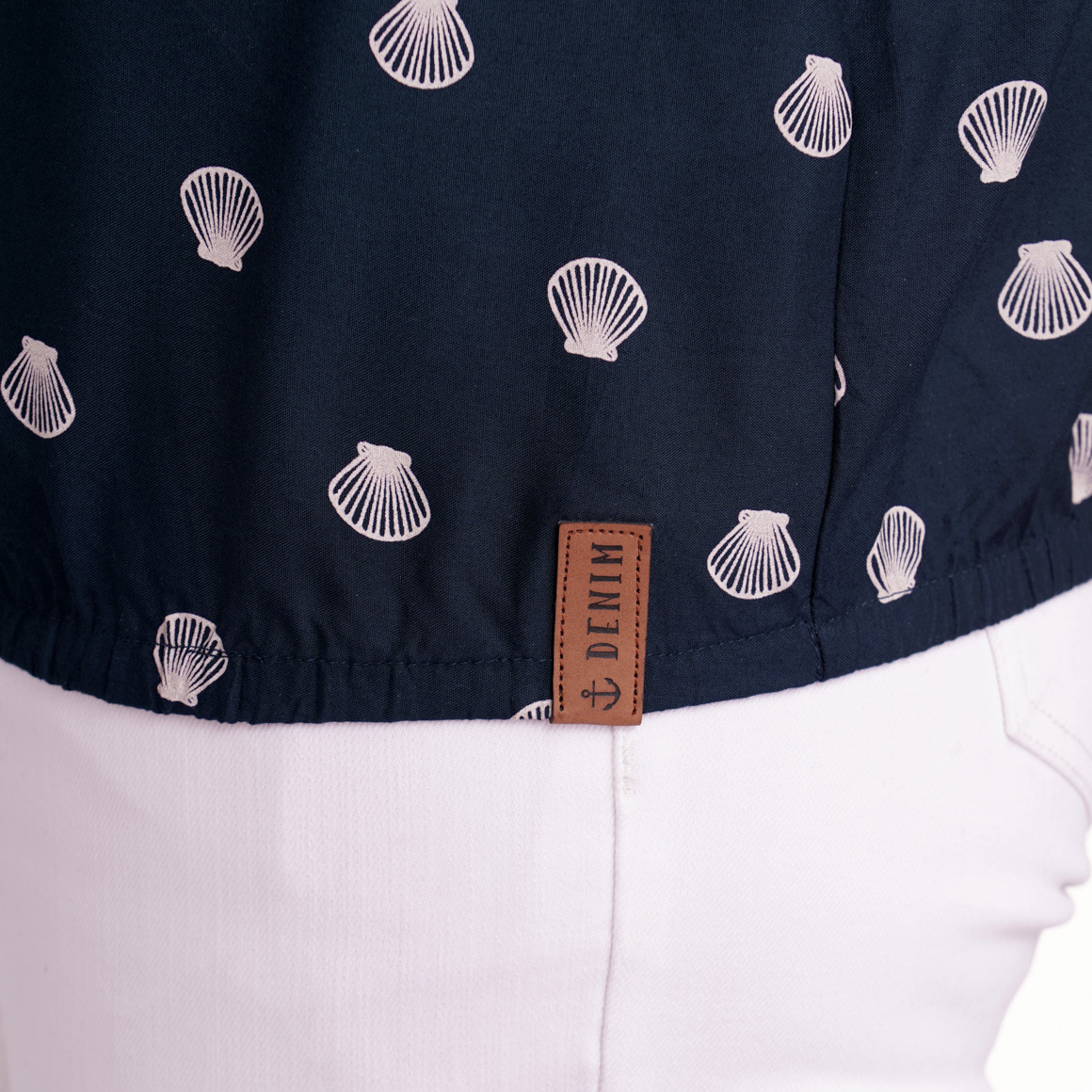 Gina Damen Bluse mit Allover-Muster dunkelblau / weiss