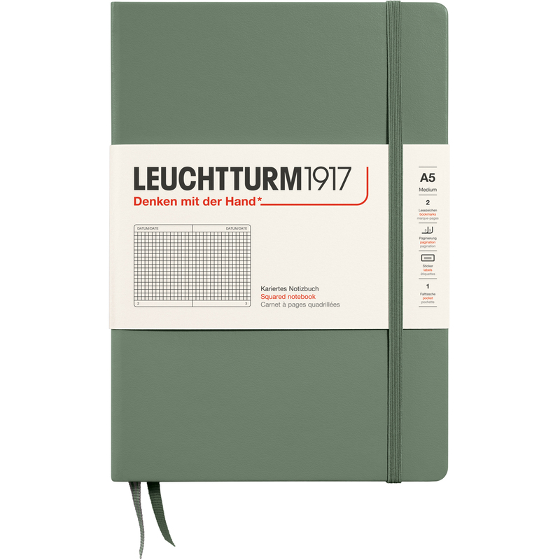 Leuchtturm1917 Notizbuch Medium, A5, kariert 5 mm, olive
