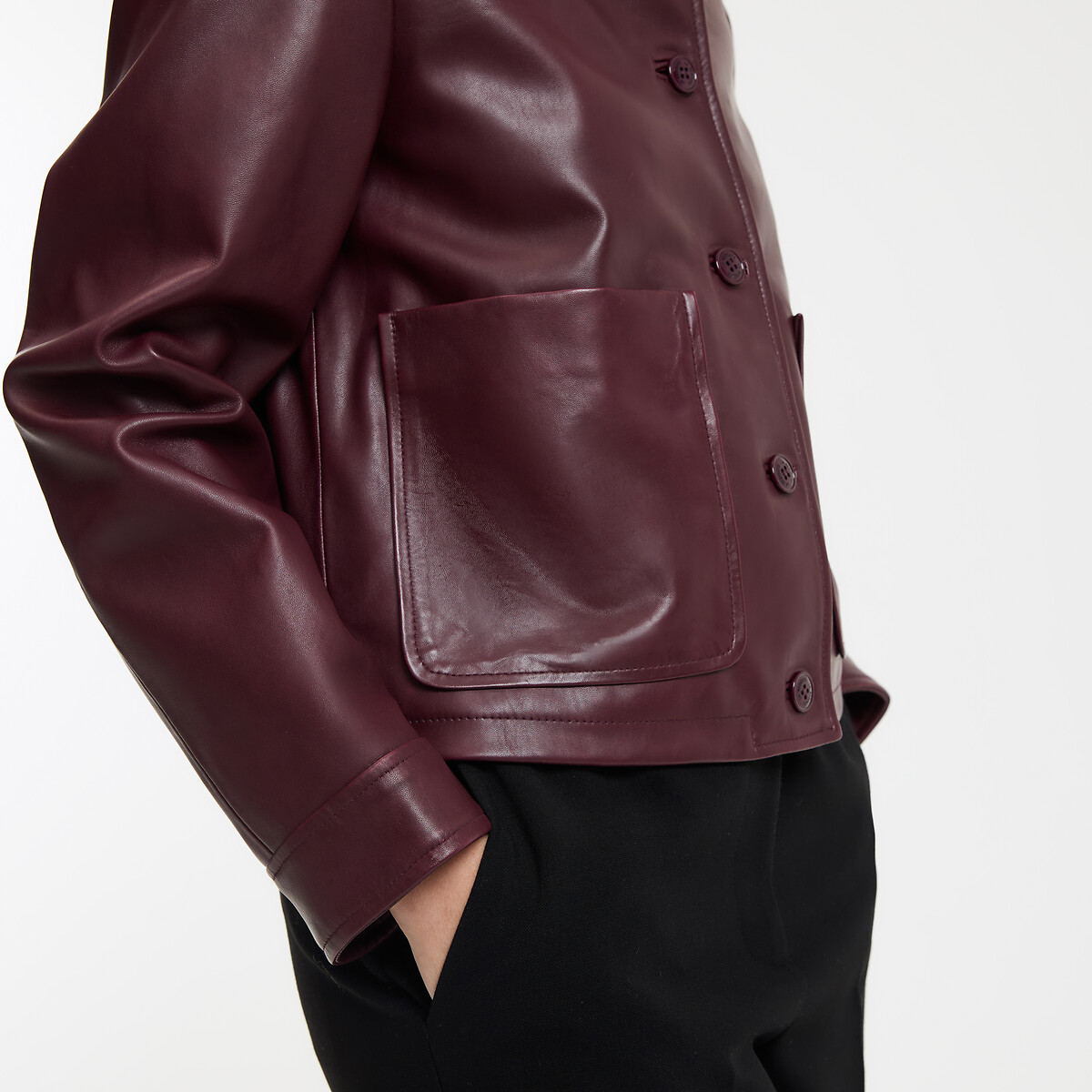 LA REDOUTE COLLECTIONS<br>Cardigã curto de couro com fecho de botão, modelo Signature ABELLE