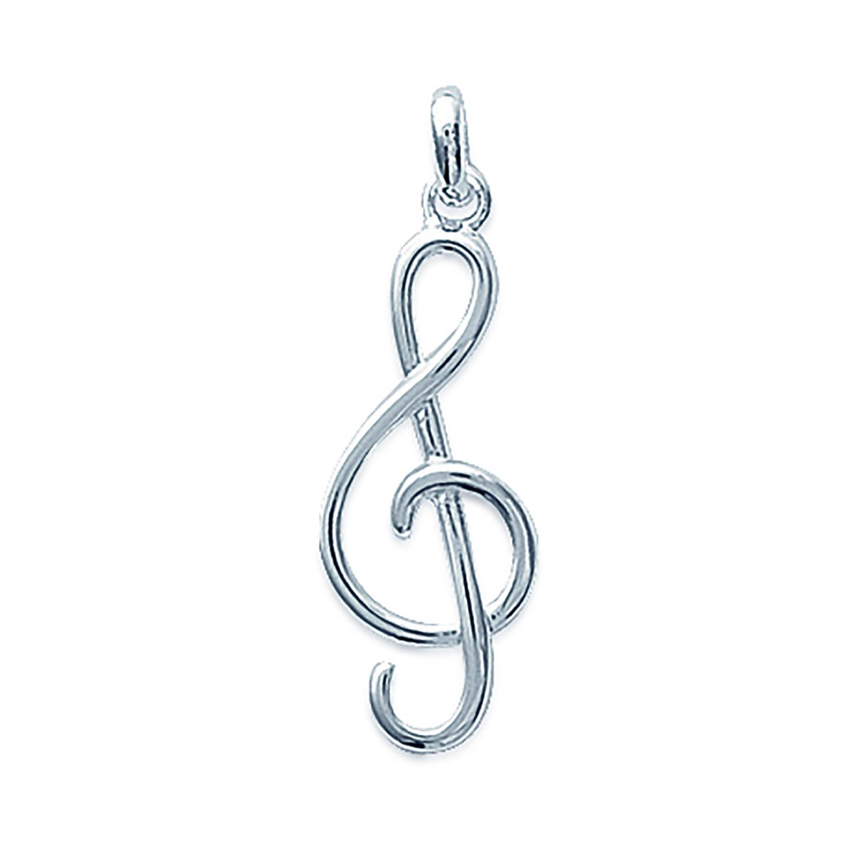Pendentif Brillaxis clé de sol argent rhodié