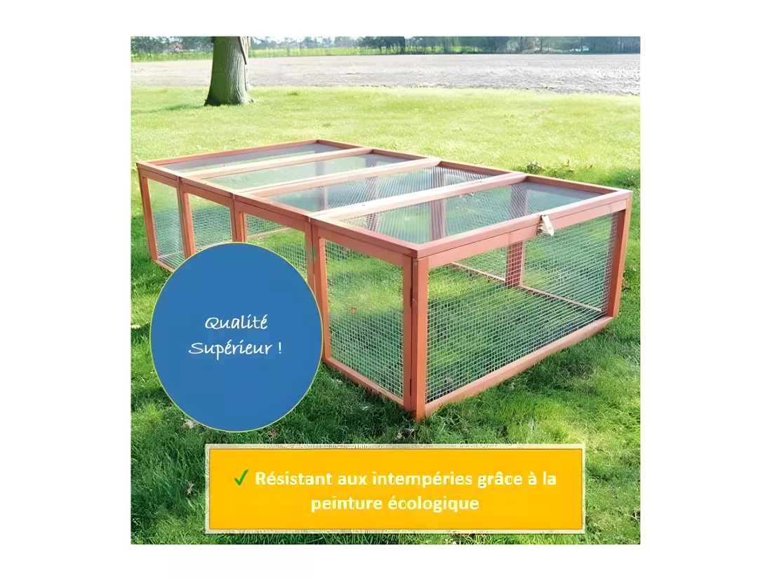 Clapier lapins Rabbit Run 2023 exterieur- Cage Mobile -Couleur Bois