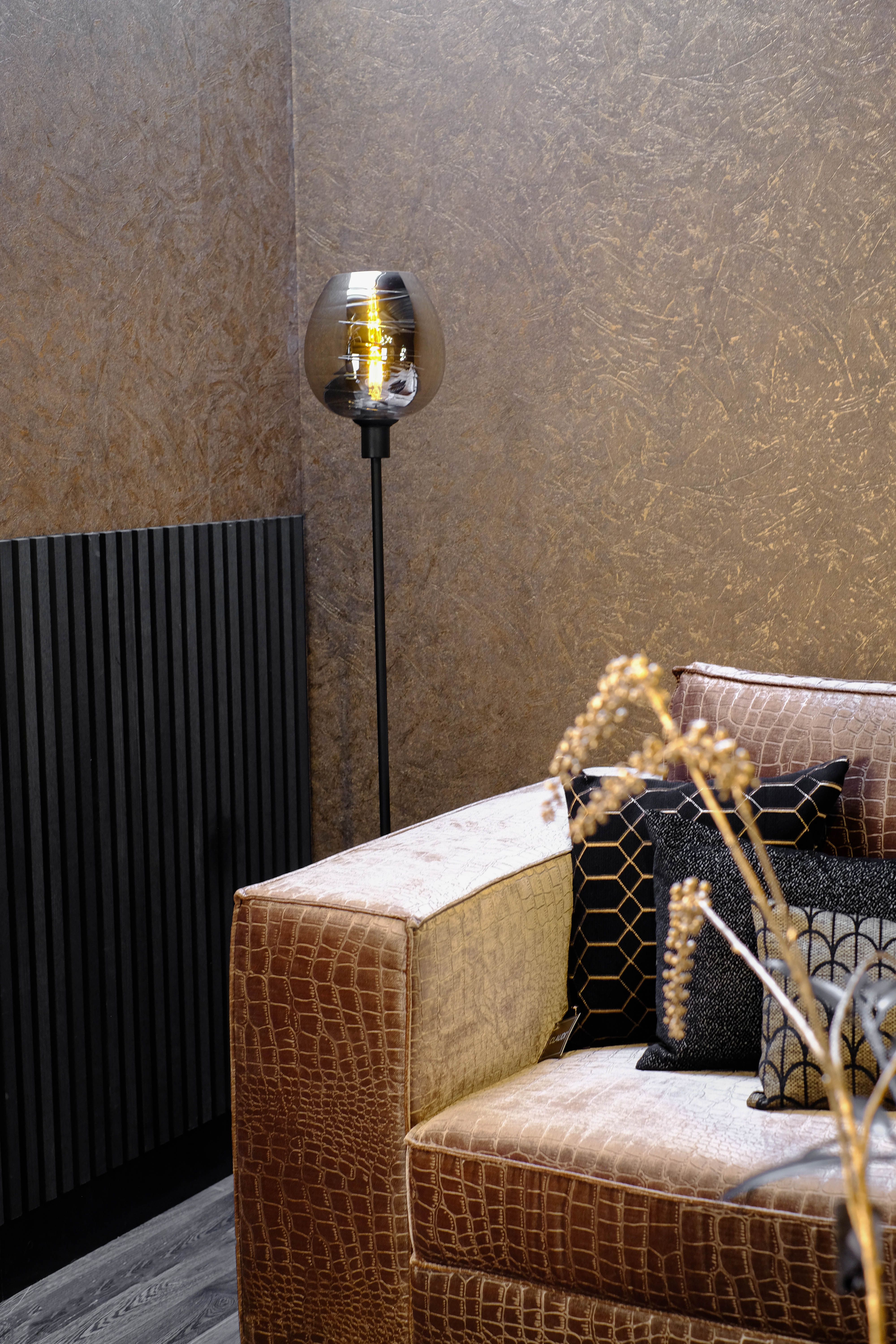 Vloerlamp Zwart Rookglas Fantasy ⌀20  x H128 cm