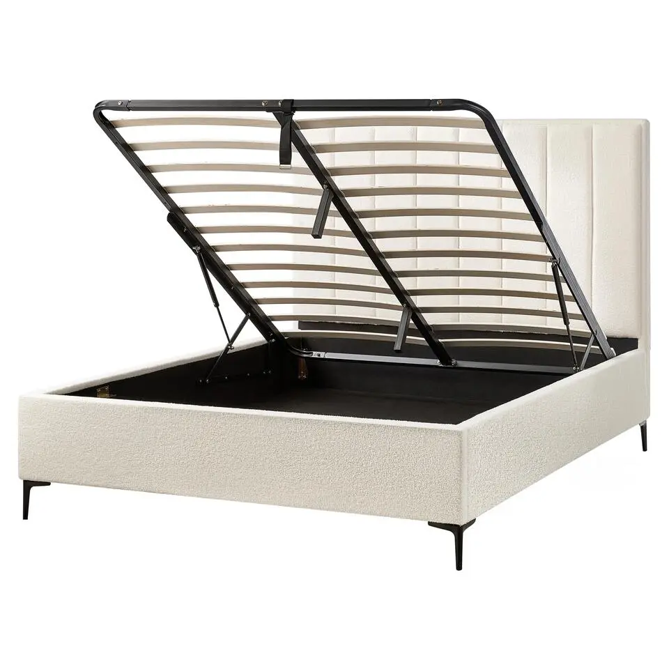 SEZANNE - Bed met opbergruimte - Gebroken wit - 160 x 200 cm - Bouclé