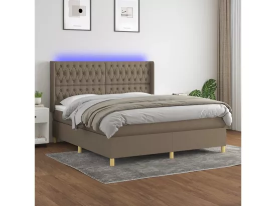 Sommier tapissier avec matelas et LED Taupe 180x200 cm Tissu