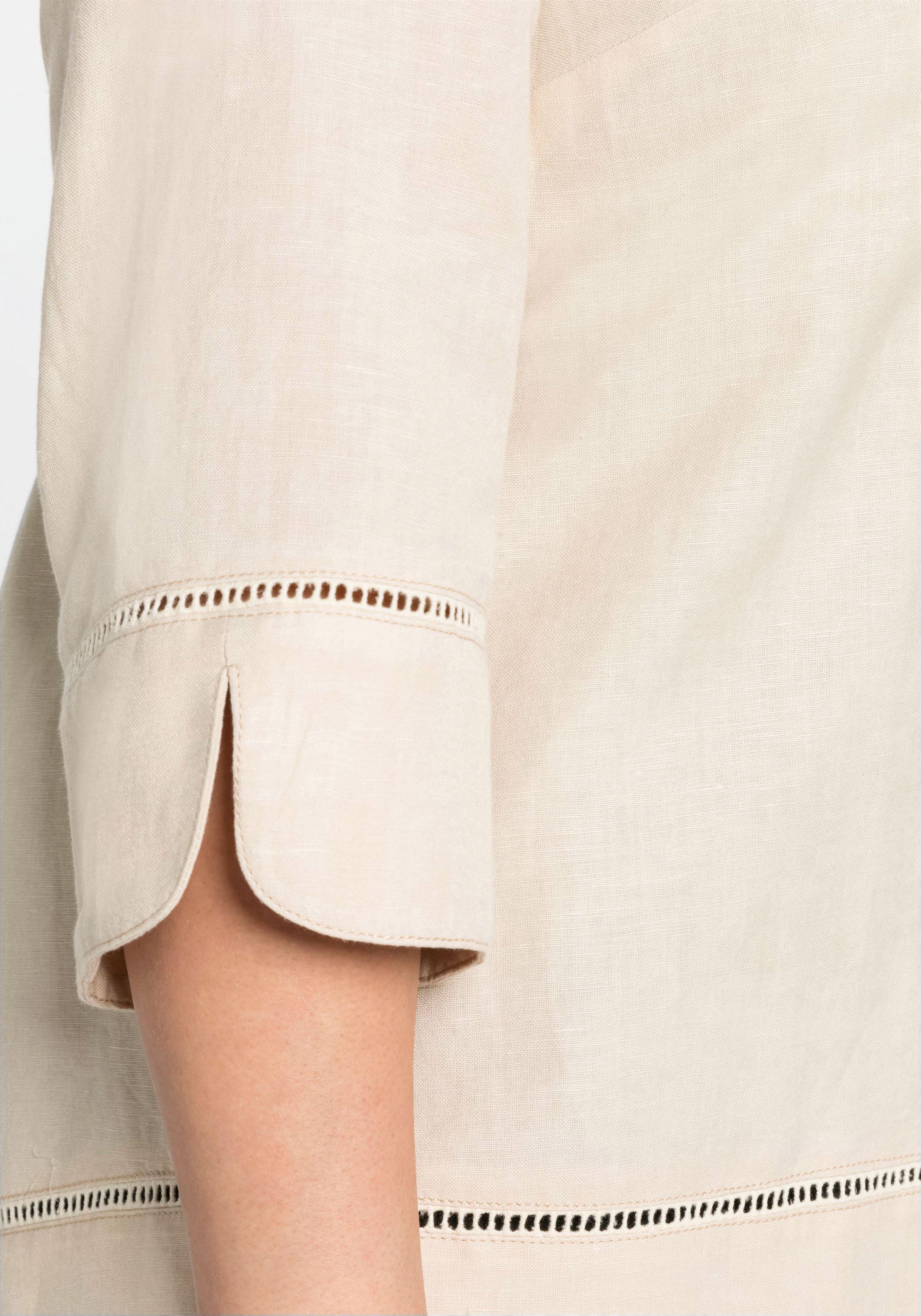 Bluse im Leinen-Mix, mit Lochmusterdetails