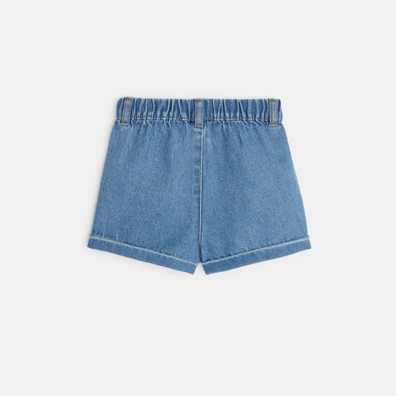 Short en denim nœud fantaisie bleu bébé fille Bleu