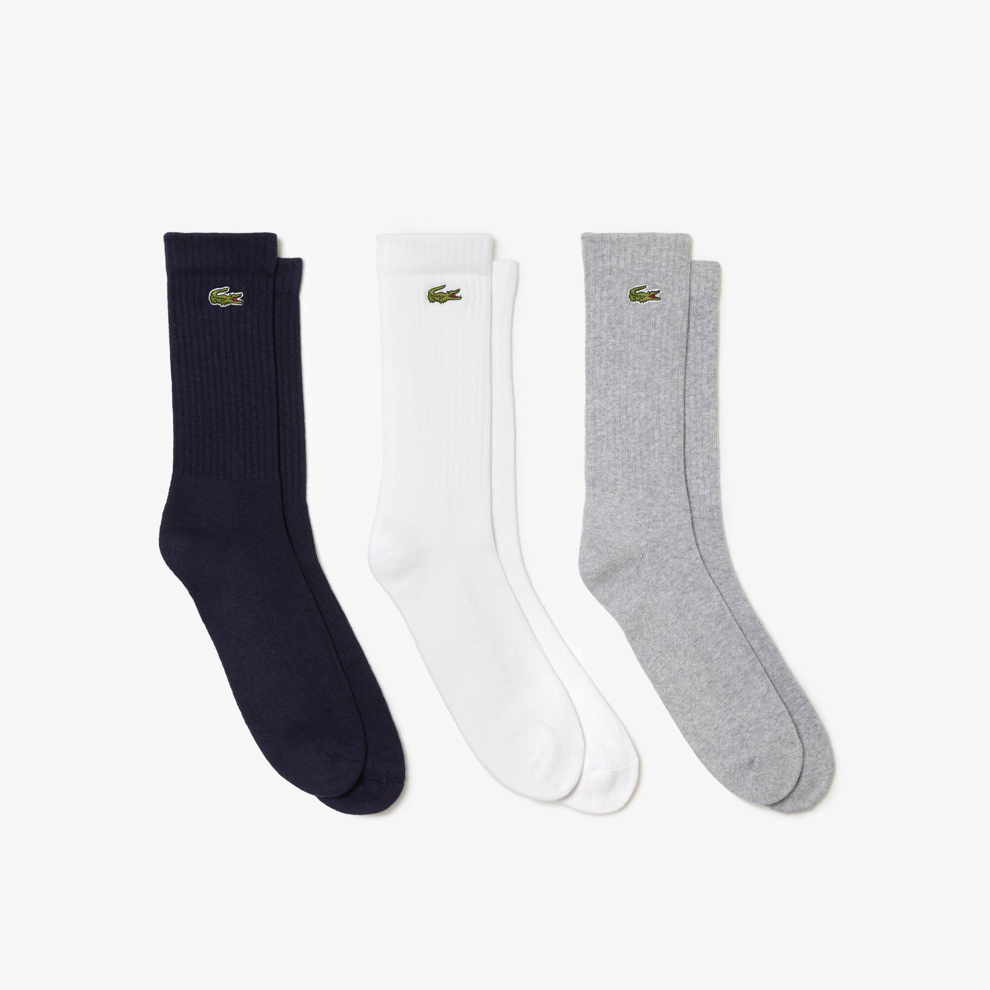 Lot de 3 paires de chaussettes montantes Lacoste SPORT unies Chaussettes - Gris - Lacoste - Unisex