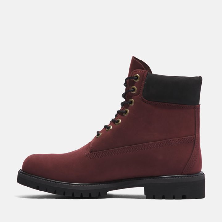 Bota Timberland Premium de 6 polegadas para homem na cor bordô
