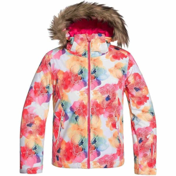 Veste de ski ROXY JET SKI GIRL J G SNJT BRIGHT WHITE SUNSHINE FLOWERS