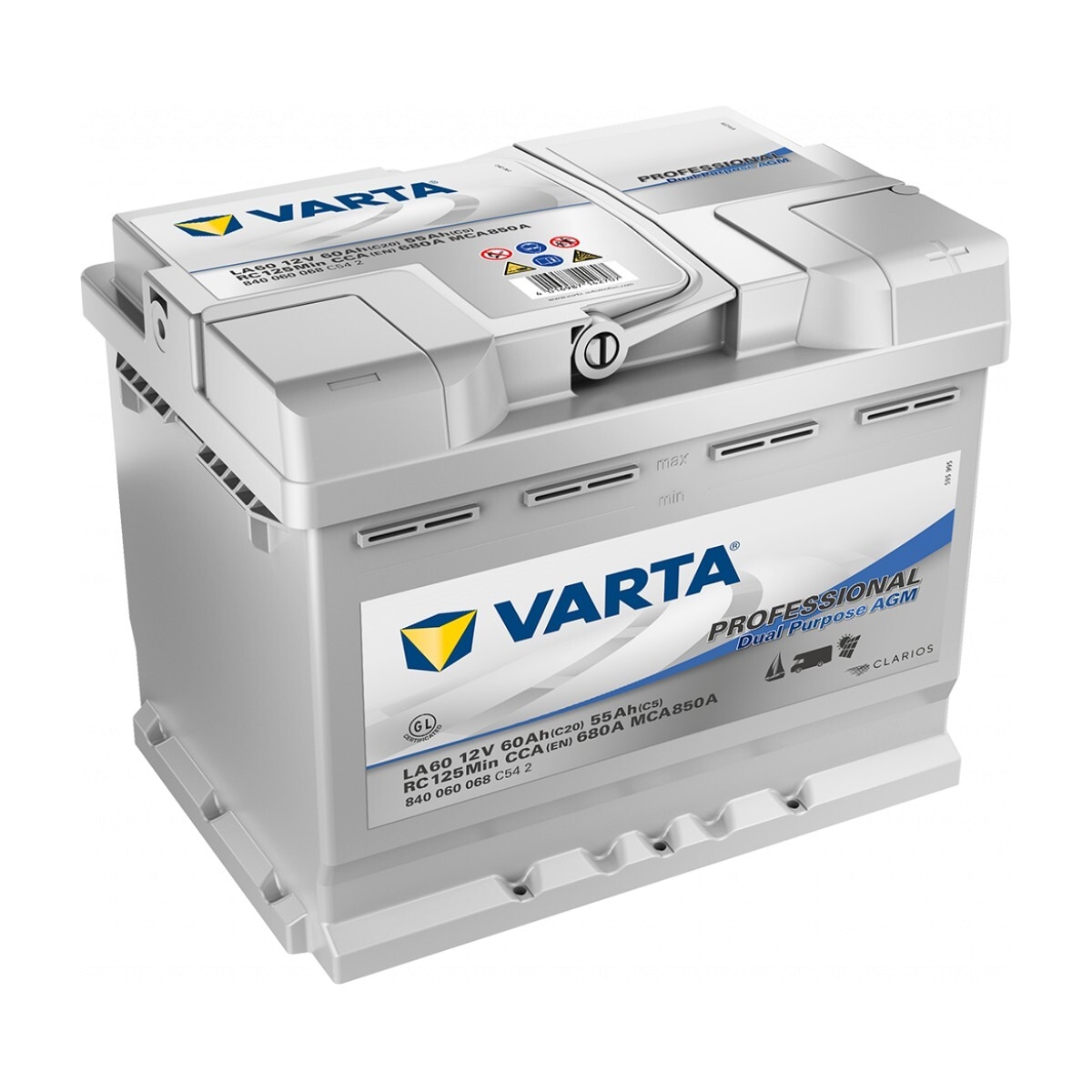 VARTA Fritidsbatteri AGM Batteri 12V 60AH 680CCA (242x175x190/190mm) +høyre LA60