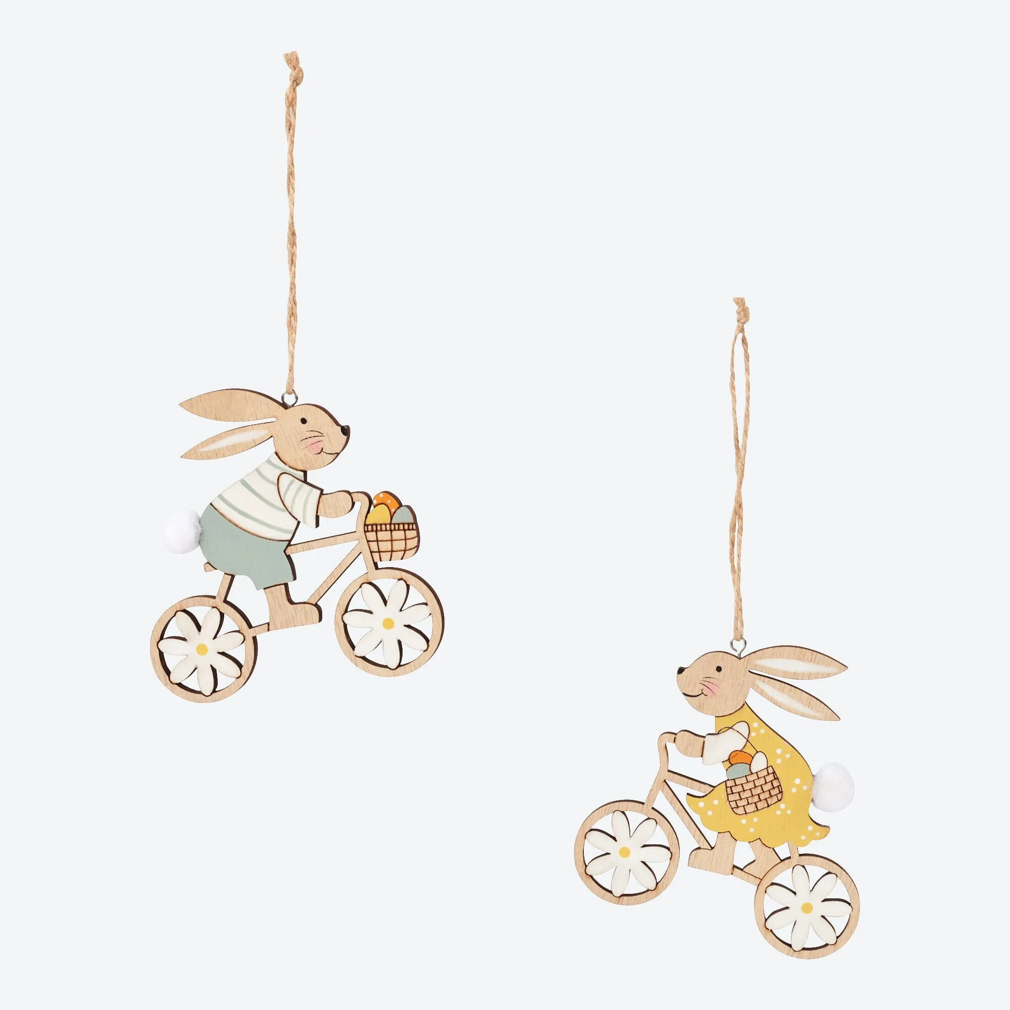 Deko-Hase mit Fahrrad, 2er-Pack, ca. 10x10cm