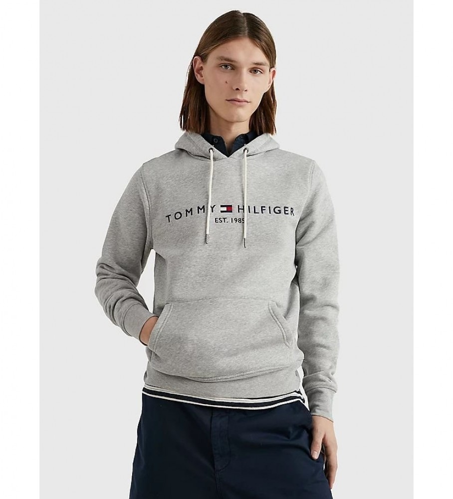 Moletom com capuz Tommy Hilfiger Core Logo cinza