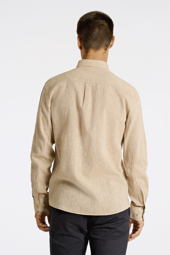 Lindbergh Cotton/linen shirt L/S Mid sand