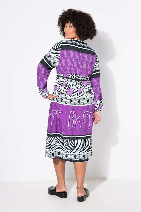 Midikleid, A-Linie, Allover-Print, elastische Taille