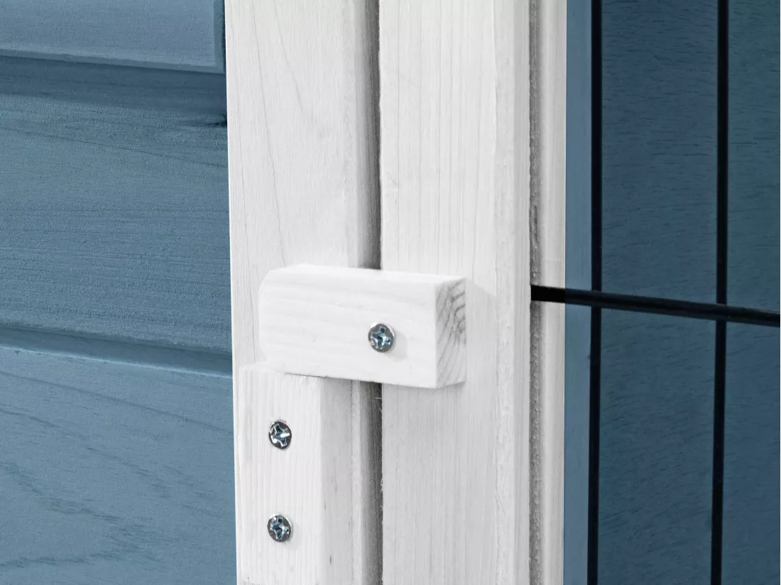 Clapier en bois sur pieds pour lapins et rongeurs - L. 91 x P. 45 x H. 70 cm - Bleu et Blanc - LAPIUS