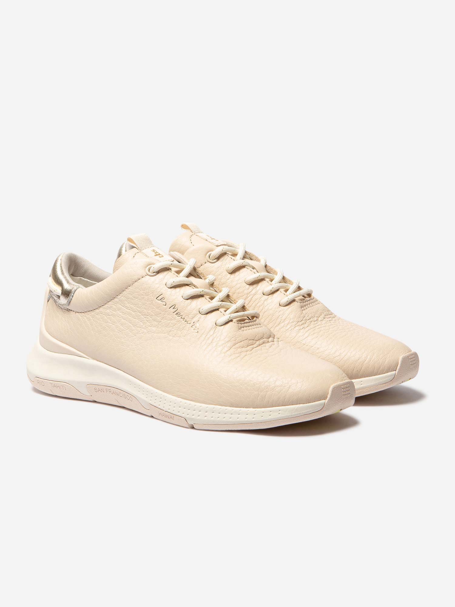 Baskets Femme Confort Cuir Beige