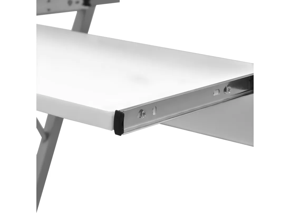 Bureau d'ordinateur compact avec plateau à clavier Blanc