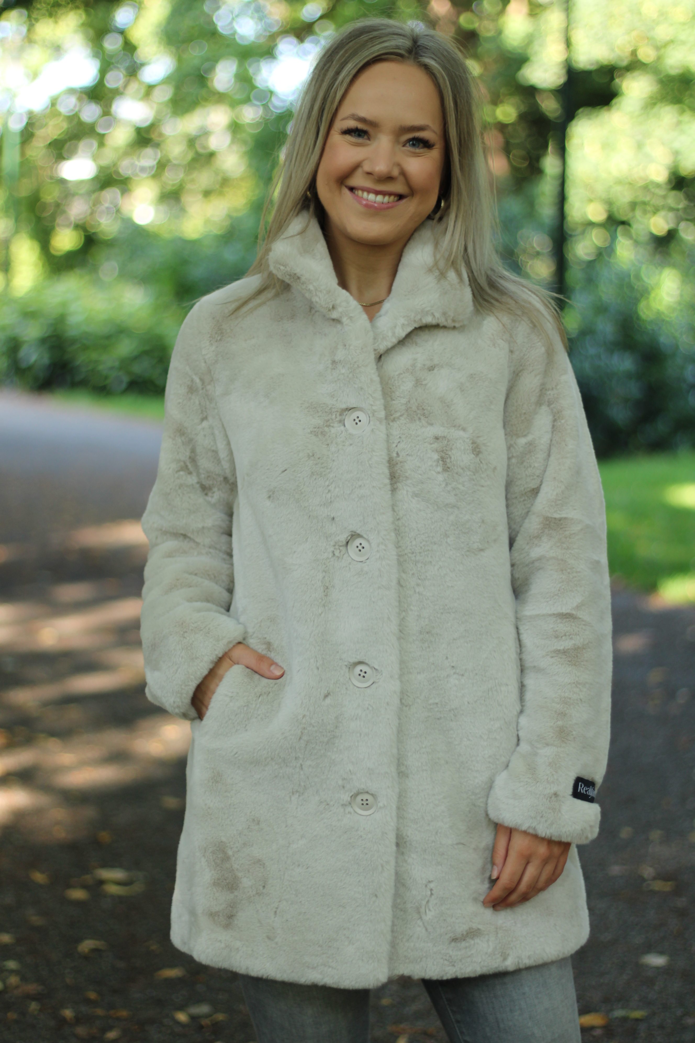 Rino & Pelle - Nonna Single Breasted Fake Fur Coat - Birch