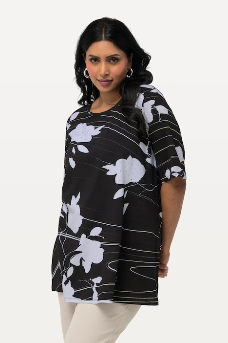 T-Shirt, Pima Cotton, A-Linie, Rundhals, Halbarm