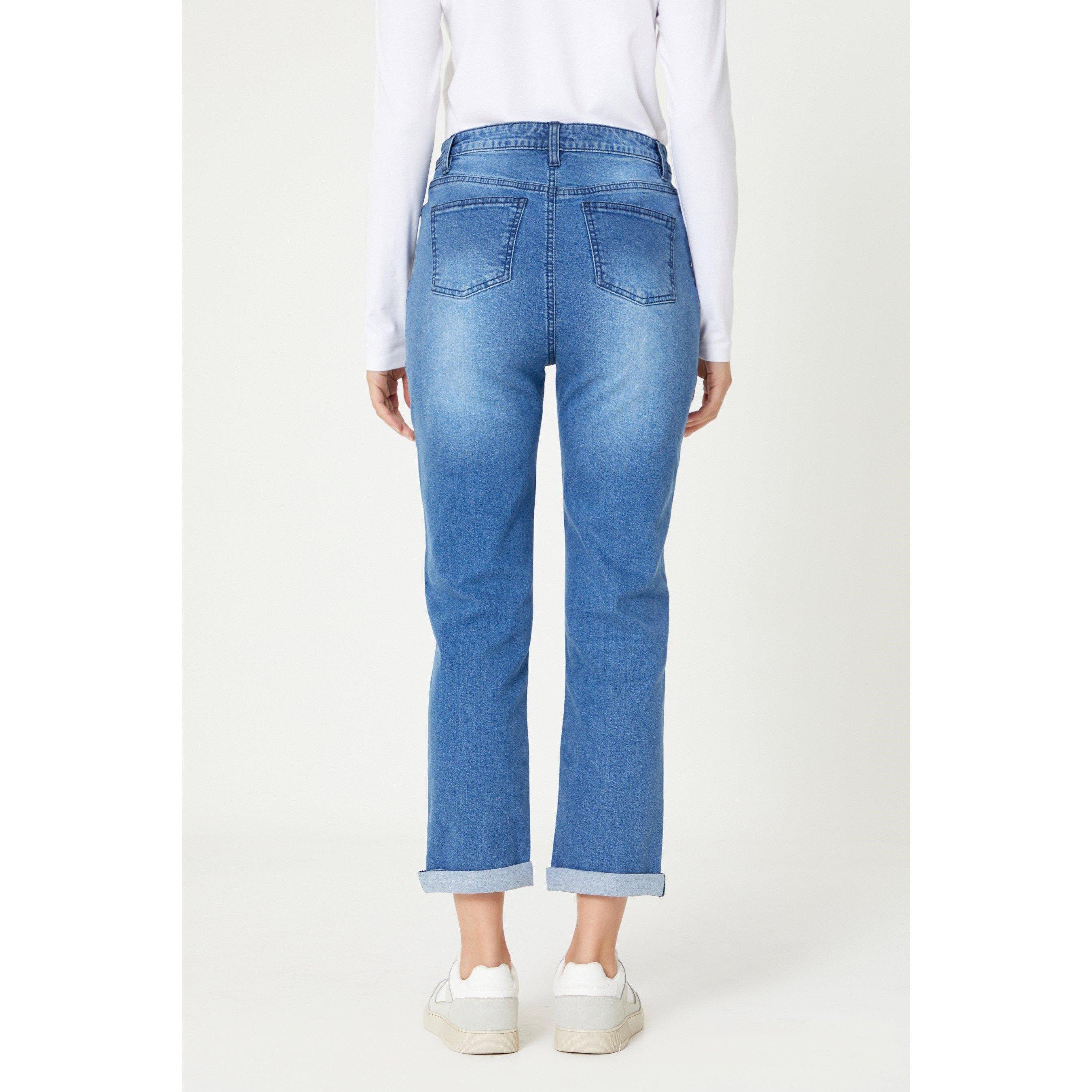 Be You Ladies Sophie Straight Leg Mid Wash Jean