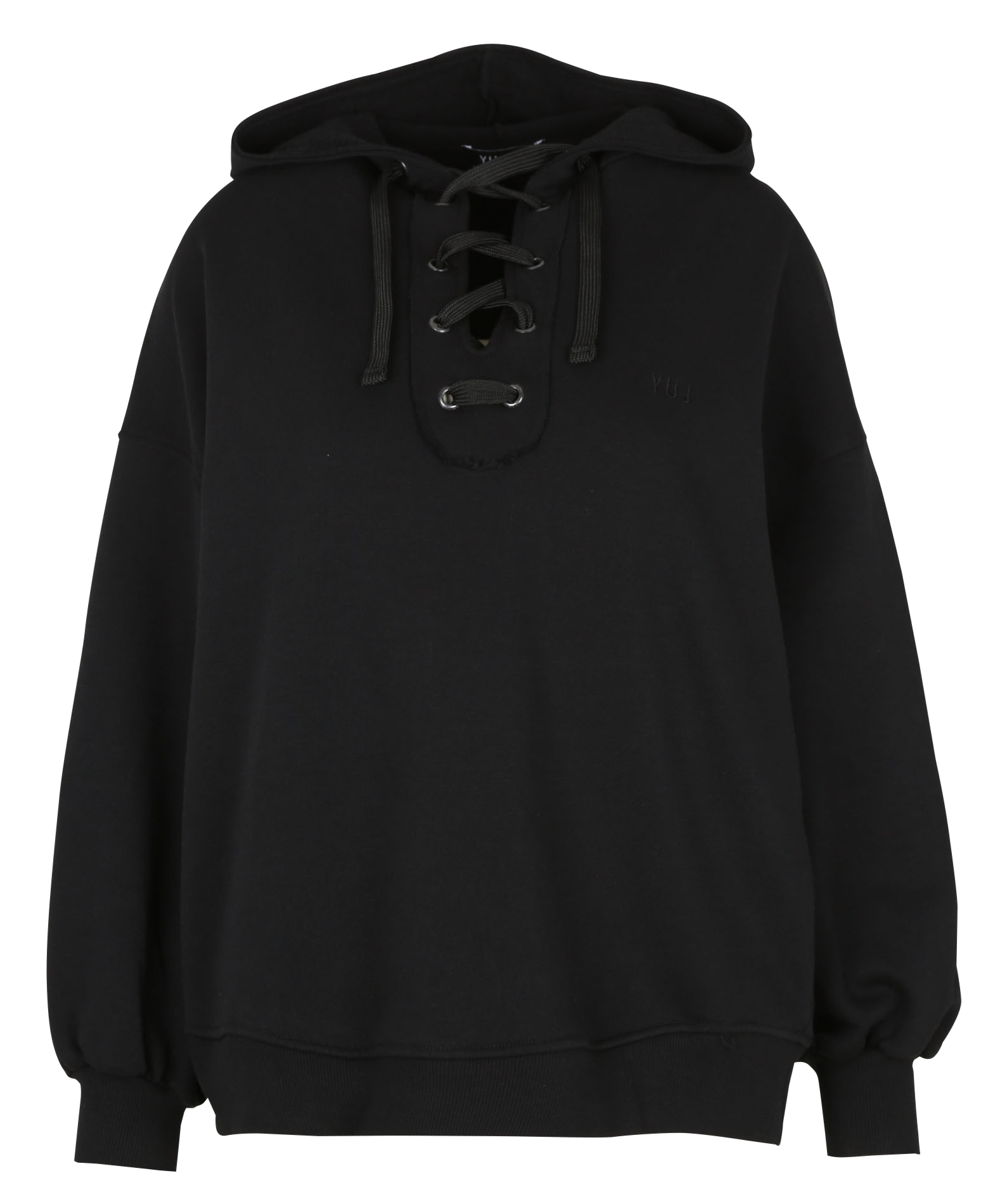 LUCY - Sweat col V à nouer en coton bio mélangé| Noir