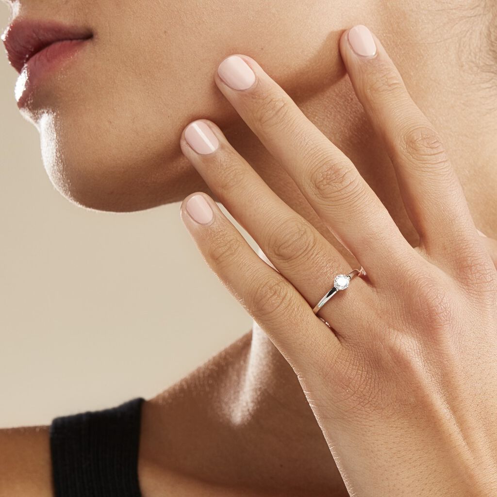 Bague Solitaire Natalia Or Blanc Diamant Synthetique