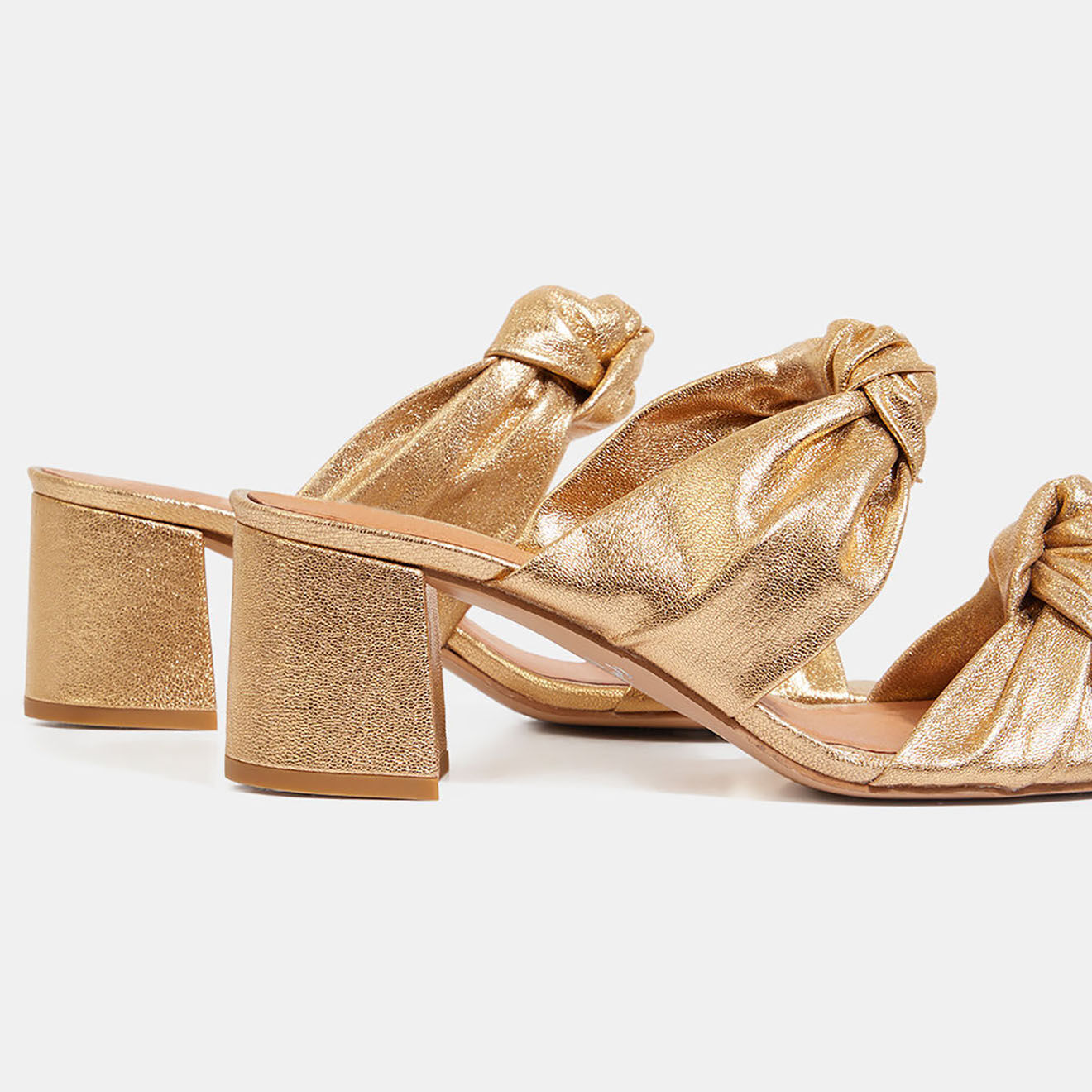 Galeries Lafayette Mules à talon en Cuir dorées - Talon 5.5 cm