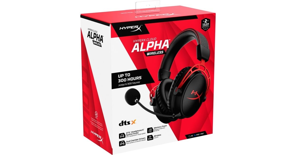 HyperXCloud Alpha Wireless over-ear gaming headset  (Zwart/rood)