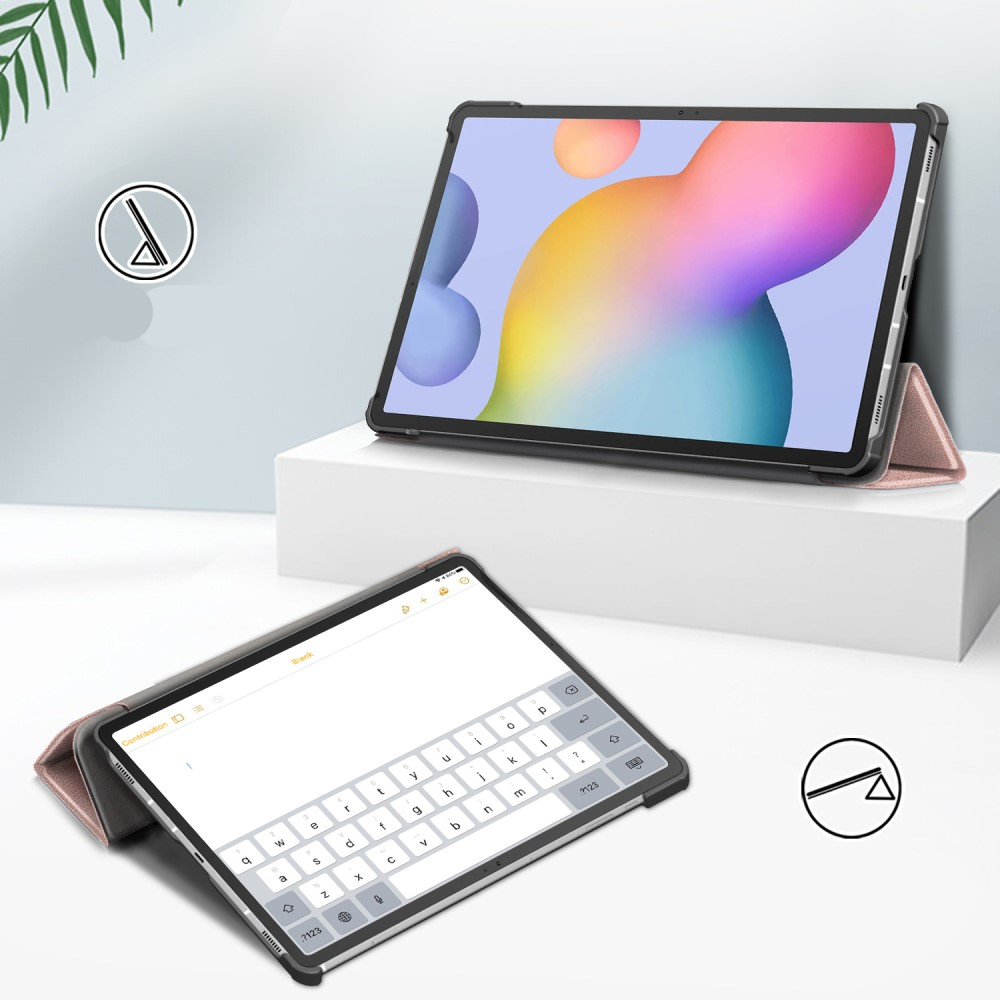 Samsung Galaxy Tab S8  Plus / Tab S7  Plus / Tab S7 FE 5G Leder Tasche Smart Case Hülle   S-Pen Halterung - Roségold / Schwarz