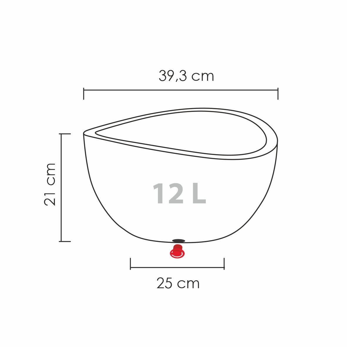 Scheurich Wave Globe Bowl 40, plantenschaal/bloempot/plantenbak, rond, gemaakt van kunststof, kleur: Stony Grey, 39,3 cm diameter, 21 cm hoog, inhoud 12 l.