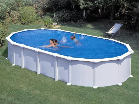 Piscine acier blanc Haïti ovale 7,44 x 3,99 x 1,32 m - Gré
