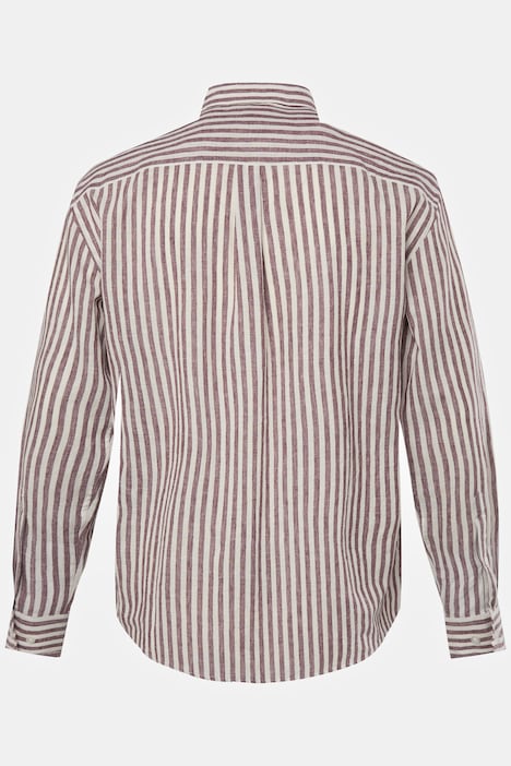 Leinenmix-Streifenhemd, Langarm, Buttondown-Kragen, Modern Fit, bis 8 XL