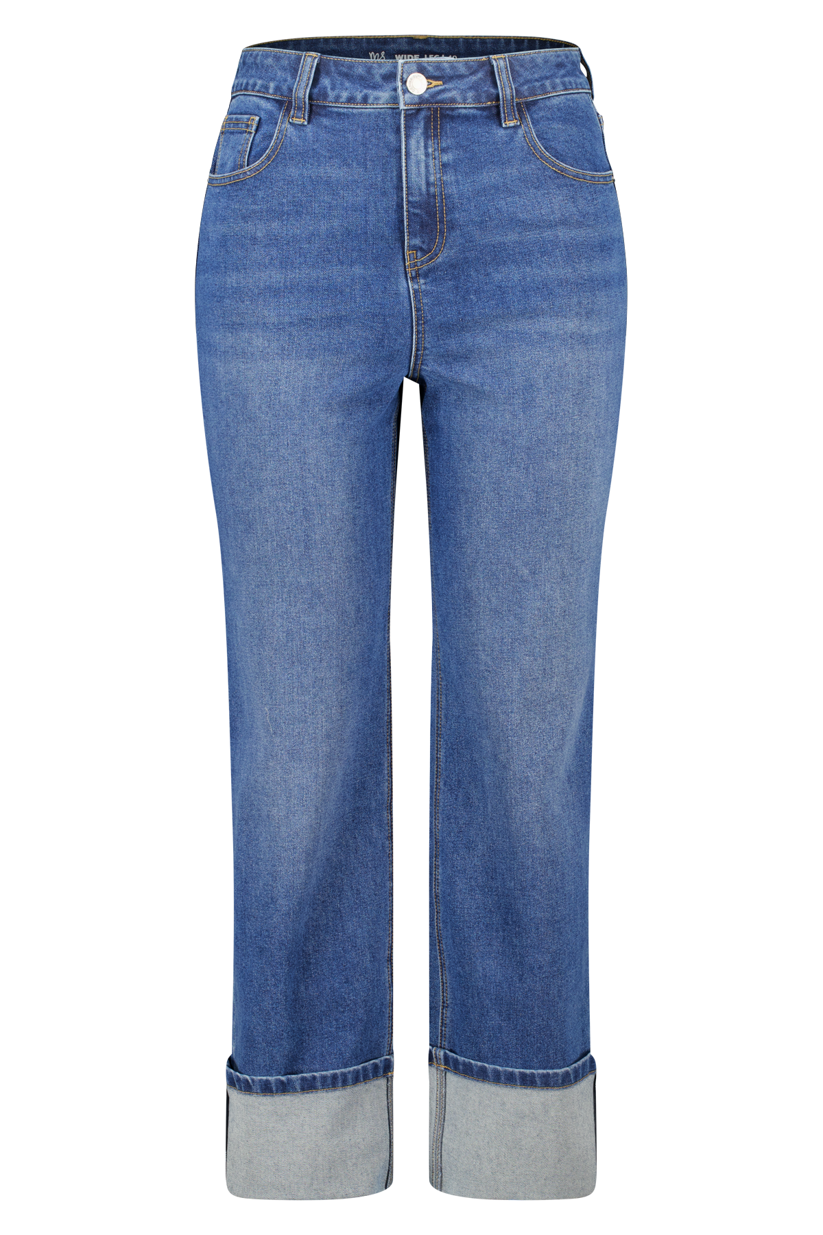 Wide leg jeans met omslag Stonewash Denim