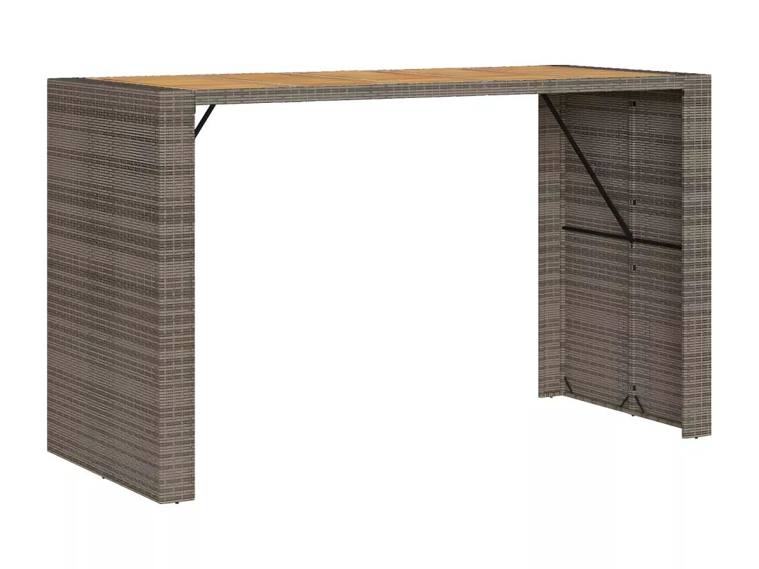 Prolenta Premium - Table de bar de jardin et dessus en bois acacia résine tressée
