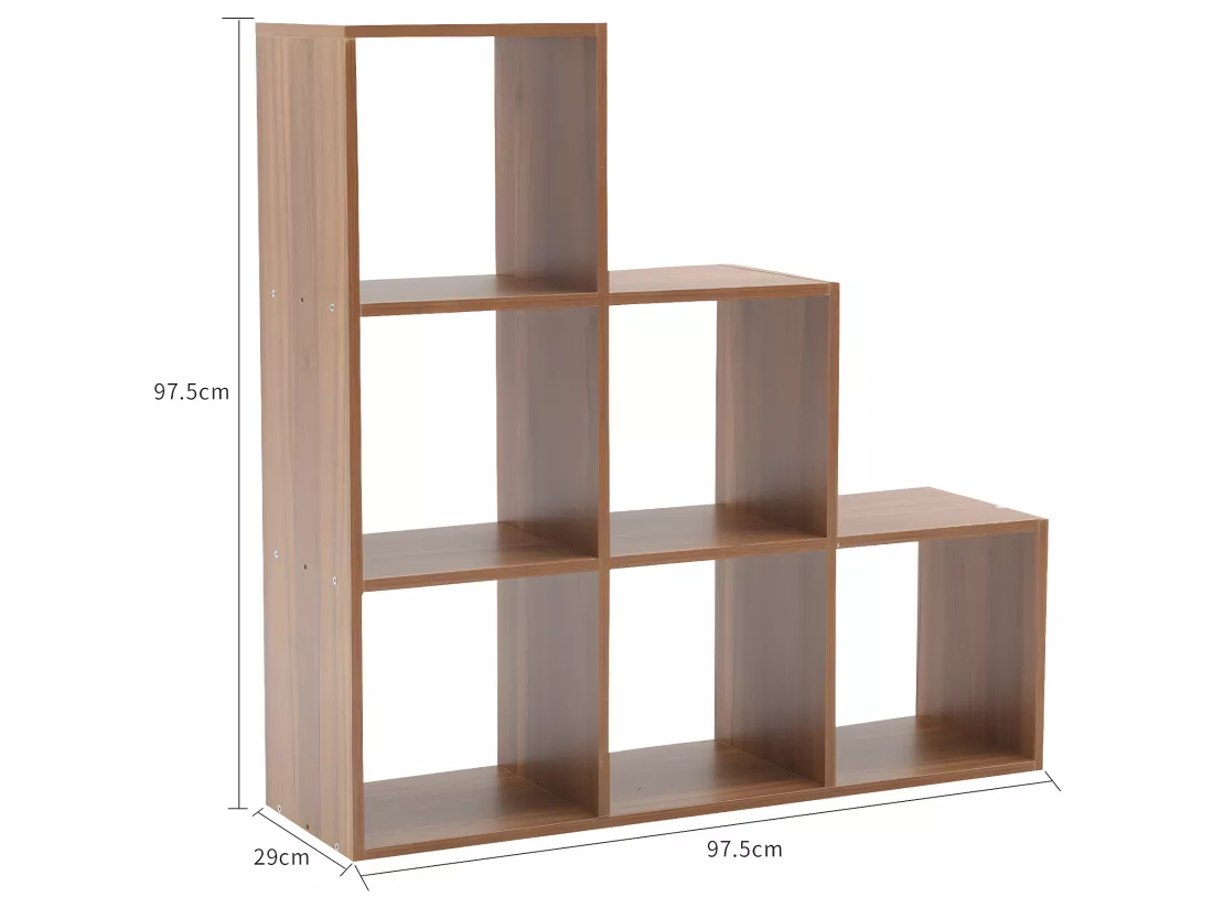 Etagère A Livres Bibliothèque Mdf 6 Niveaux Marron 97,5x97,5x29