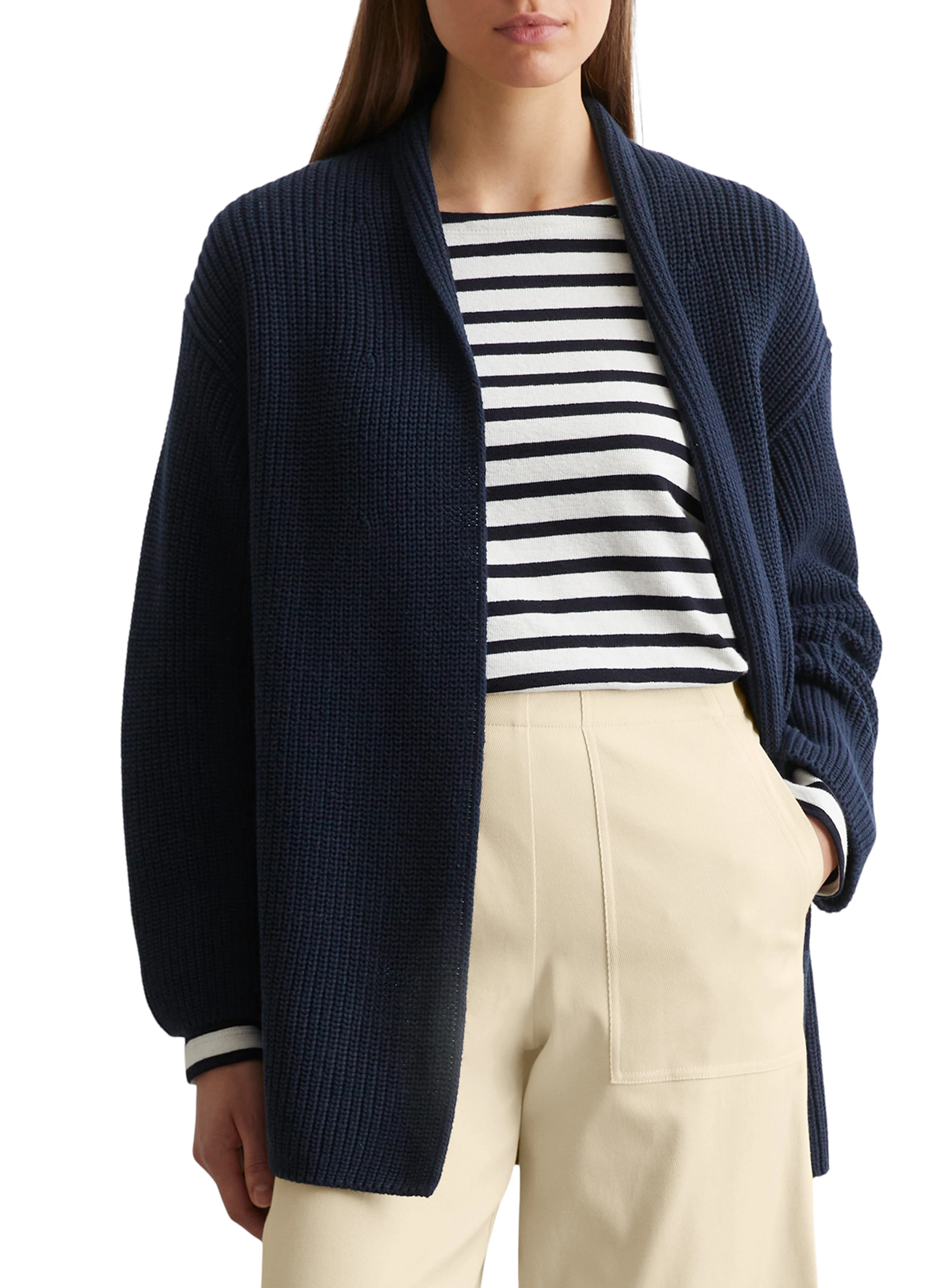 Cardigan loose en coton| Bleu