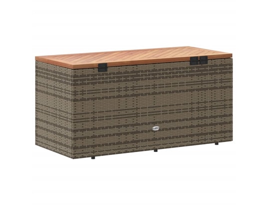 VIDAXL - Coffre Boîte de rangement de jardin gris résine tressée bois d'acac...