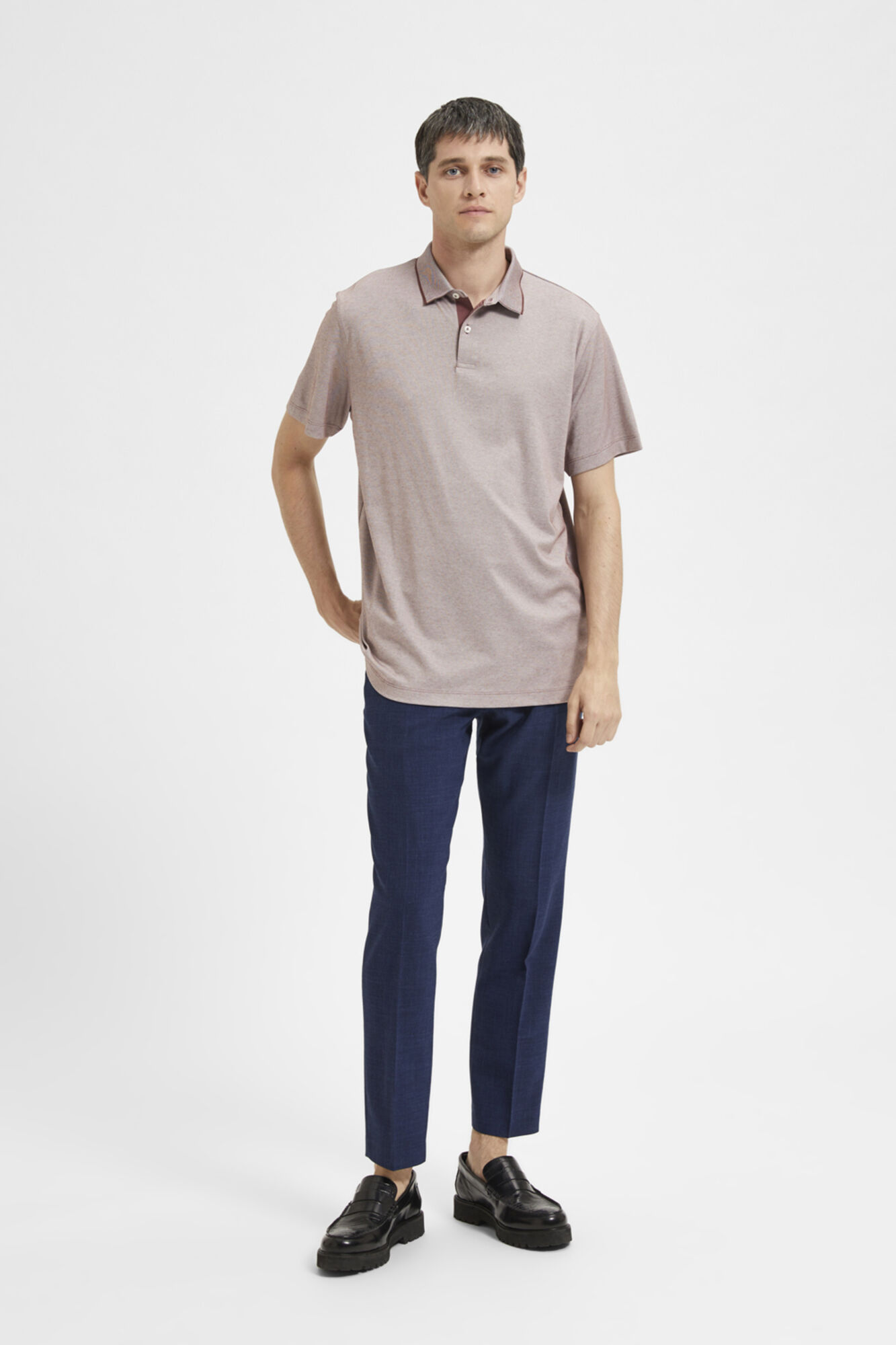 Camisa polo Coolmax em algodão orgânico - Rosa